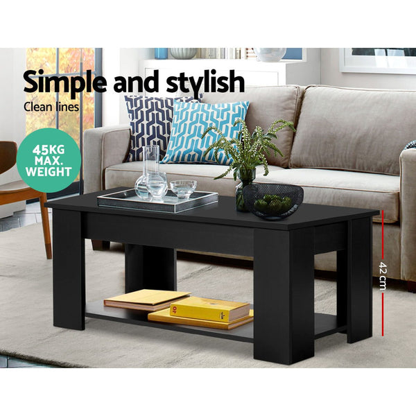 Artiss Lift Up Top Mechanical Coffee Table - Black freeshipping - Awezingly