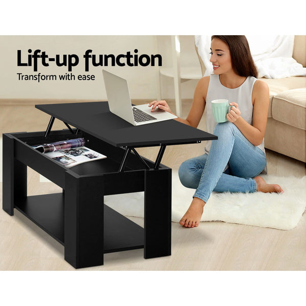 Artiss Lift Up Top Mechanical Coffee Table - Black freeshipping - Awezingly