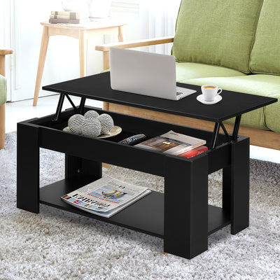 Artiss Lift Up Top Mechanical Coffee Table - Black