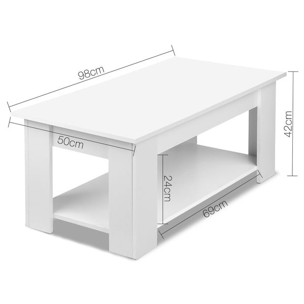 Artiss Lift Up Top Mechanical Coffee Table - White freeshipping - Awezingly