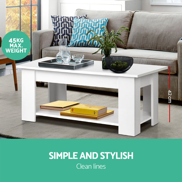 Artiss Lift Up Top Mechanical Coffee Table - White freeshipping - Awezingly