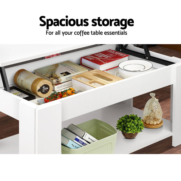 Artiss Lift Up Top Mechanical Coffee Table - White freeshipping - Awezingly