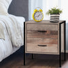 Artiss Bedside Table Drawers Nightstand Metal Oak
