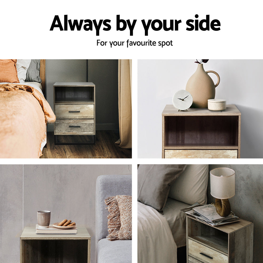 Artiss Bedside Tables Drawers Side Table Nightstand Storage Cabinet Unit Wood freeshipping - Awezingly