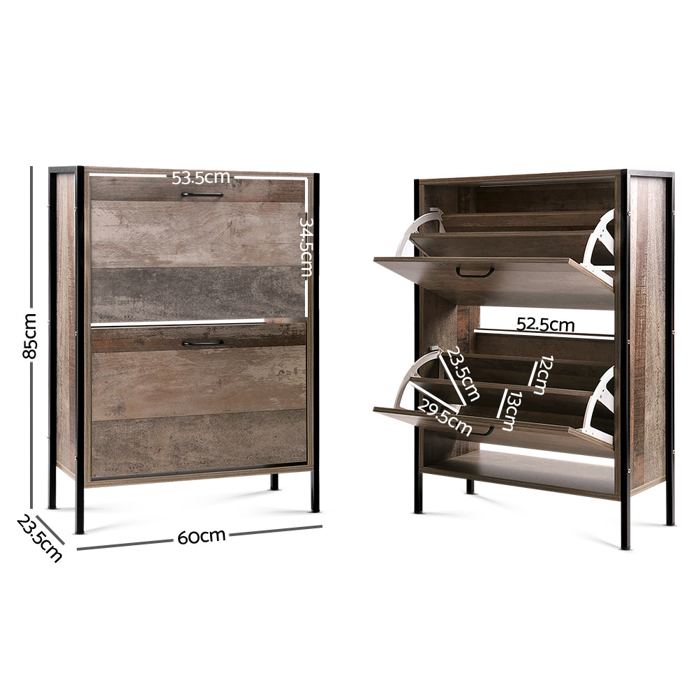 Artiss 12 Pair Wooden Vintage Shoe Rack Storage Cabinet - Wood freeshipping - Awezingly