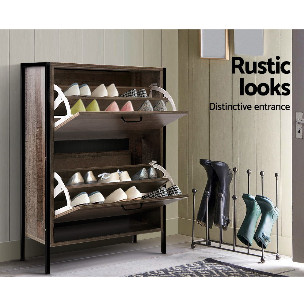 Artiss 12 Pair Wooden Vintage Shoe Rack Storage Cabinet - Wood freeshipping - Awezingly
