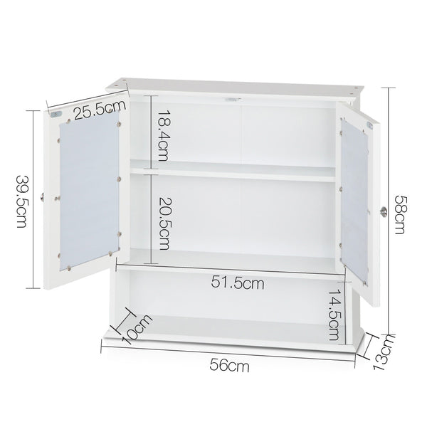 Artiss Bathroom Tallboy Storage Cabinet with Mirror - White freeshipping - Awezingly