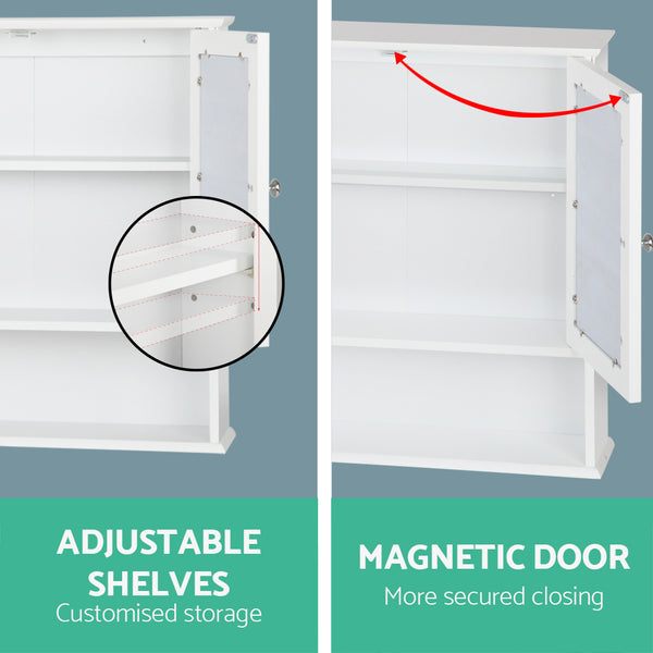 Artiss Bathroom Tallboy Storage Cabinet with Mirror - White freeshipping - Awezingly