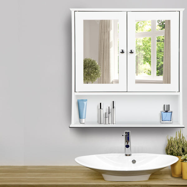 Artiss Bathroom Tallboy Storage Cabinet with Mirror - White freeshipping - Awezingly