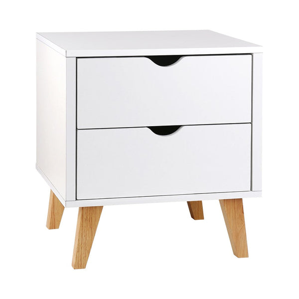 Artiss 2 Drawer Wooden Bedside Tables - White Artiss