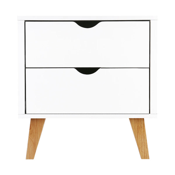 Artiss 2 Drawer Wooden Bedside Tables - White Artiss
