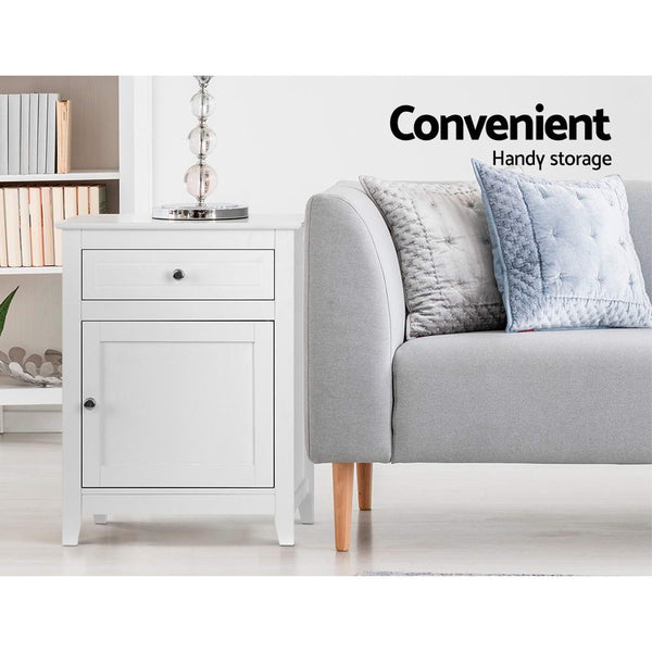 Artiss Bedside Tables Big Storage Drawers Chest White freeshipping - Awezingly