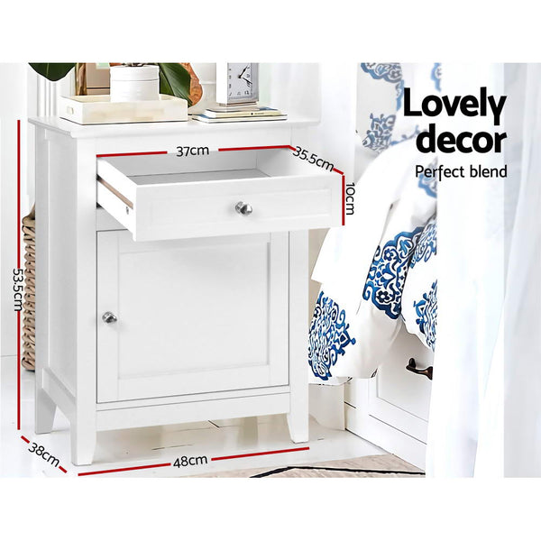 Artiss Bedside Tables Big Storage Drawers Chest White freeshipping - Awezingly