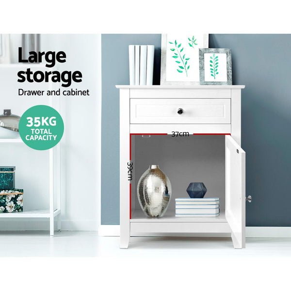 Artiss Bedside Tables Big Storage Drawers Chest White freeshipping - Awezingly