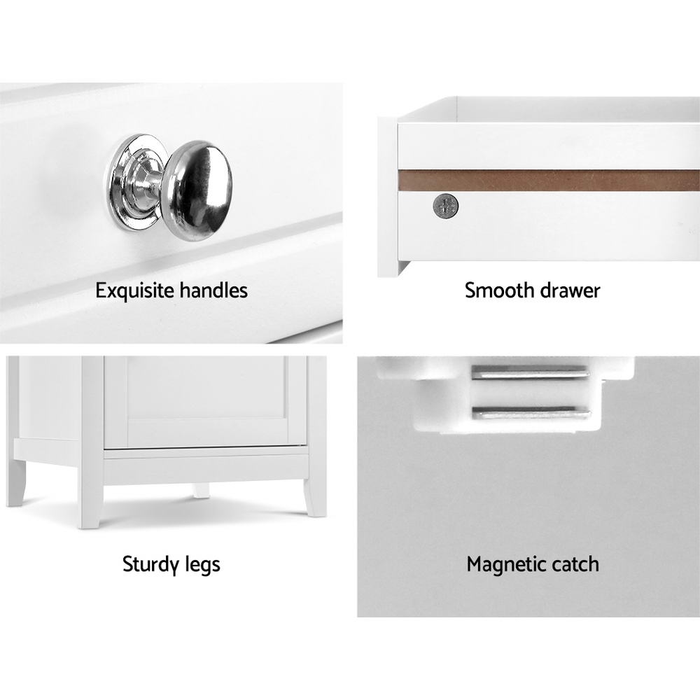 Artiss Bedside Tables Big Storage Drawers Chest White freeshipping - Awezingly