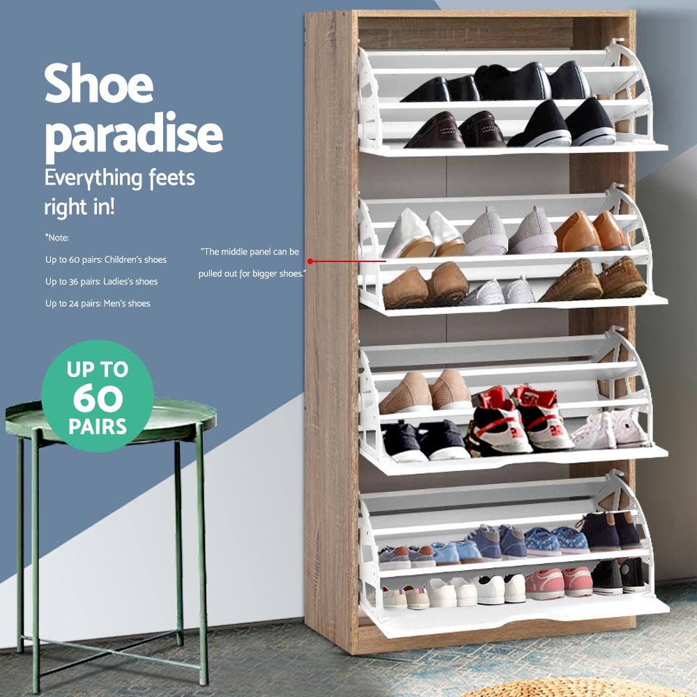 Artiss 48 Pairs Shoe Cabinet Rack Organiser Storage Shelf Wooden freeshipping - Awezingly