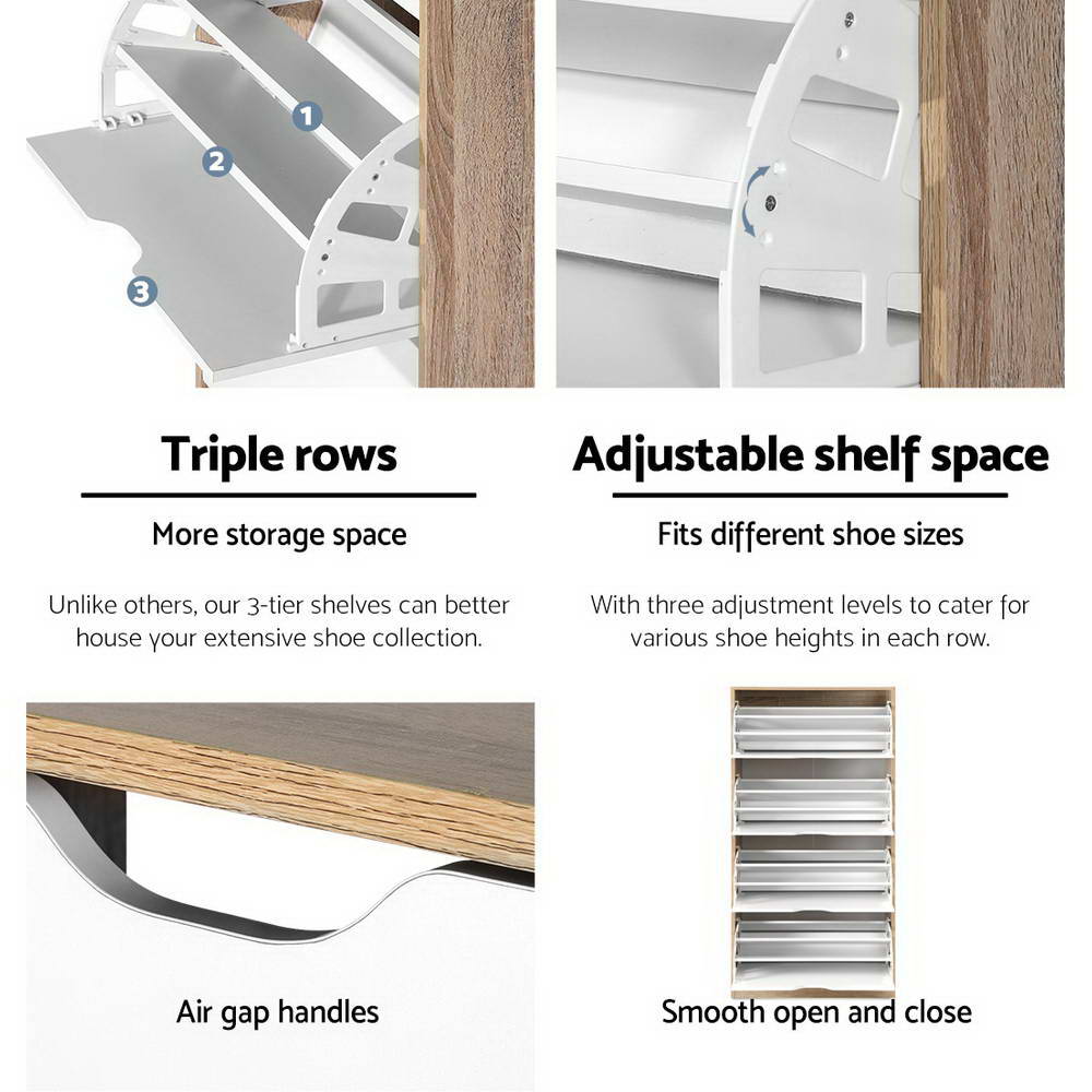 Artiss 48 Pairs Shoe Cabinet Rack Organiser Storage Shelf Wooden freeshipping - Awezingly