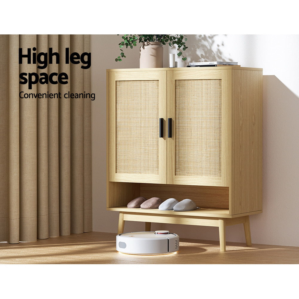 Artiss Shoe Cabinet Rattan Shoes Storage Rack Organiser Wooden Cupboard Shelf Artiss
