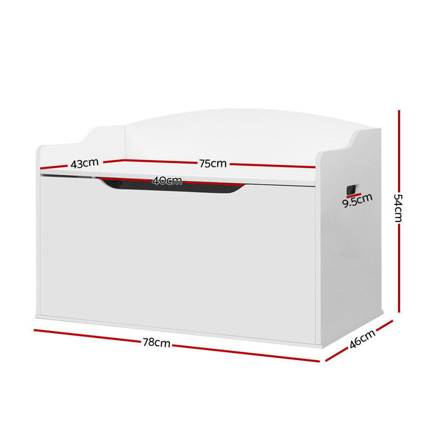 Keezi Kids Toy Box Storage Cabinet Chest Blanket Children Clothes Organiser White Keezi