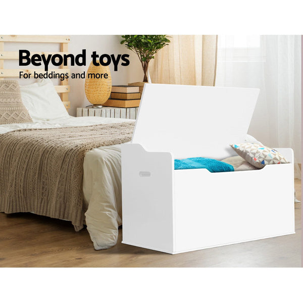 Keezi Kids Toy Box Storage Cabinet Chest Blanket Children Clothes Organiser White Keezi