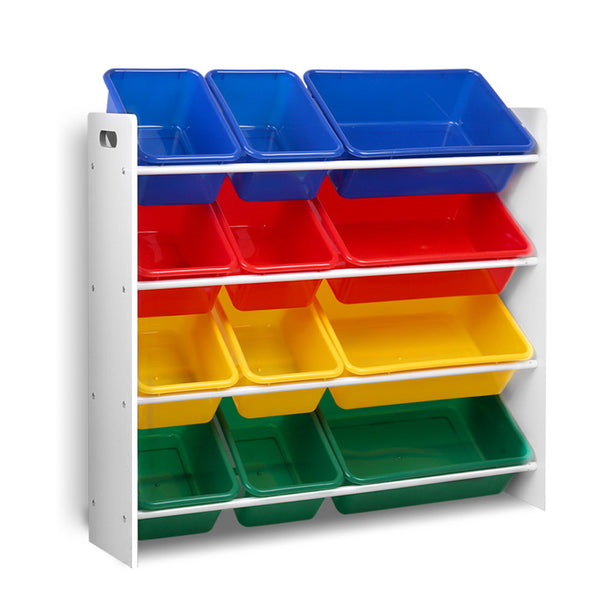 Keezi 12 Plastic Bins Kids Toy Organiser Box Bookshelf Storage Keezi