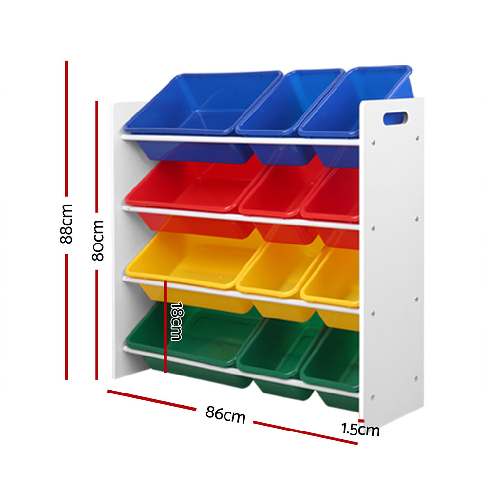 Keezi 12 Plastic Bins Kids Toy Organiser Box Bookshelf Storage Keezi