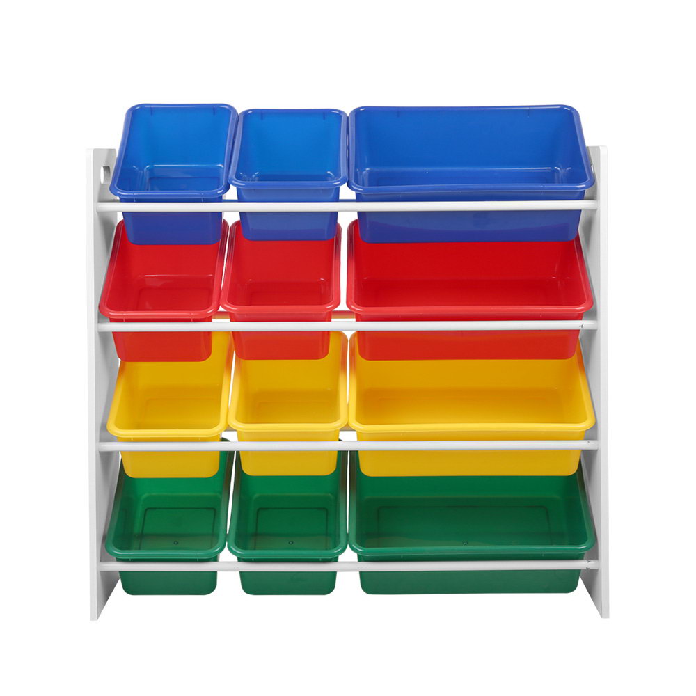 Keezi 12 Plastic Bins Kids Toy Organiser Box Bookshelf Storage Keezi