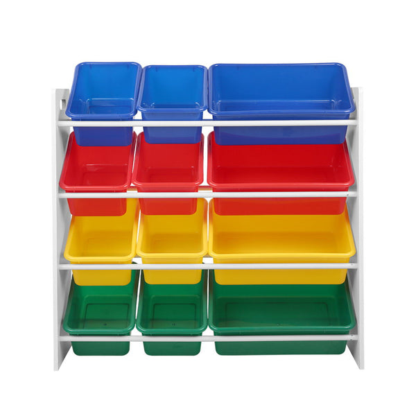 Keezi 12 Plastic Bins Kids Toy Organiser Box Bookshelf Storage Keezi