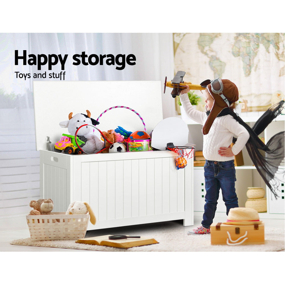 Keezi Kids Toy Box Storage Chest Cabinet  White Keezi