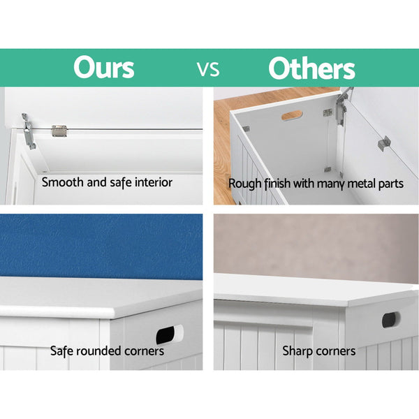 Keezi Kids Toy Box Storage Chest Cabinet  White Keezi