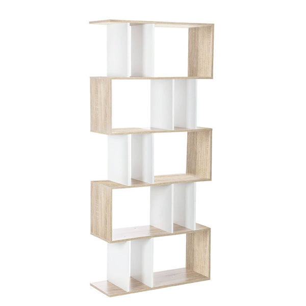 Artiss 5 Tier Display Book Storage Shelf Unit - White Brown freeshipping - Awezingly
