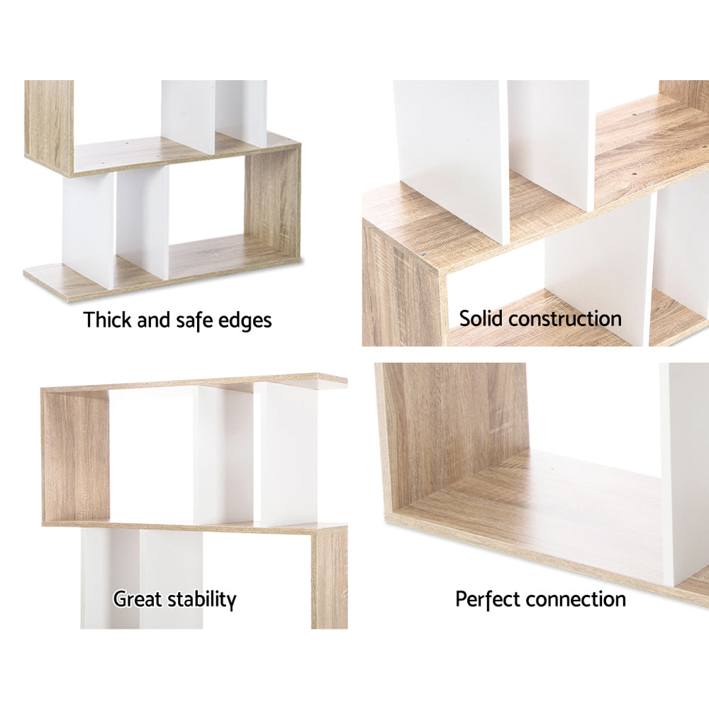 Artiss 5 Tier Display Book Storage Shelf Unit - White Brown freeshipping - Awezingly