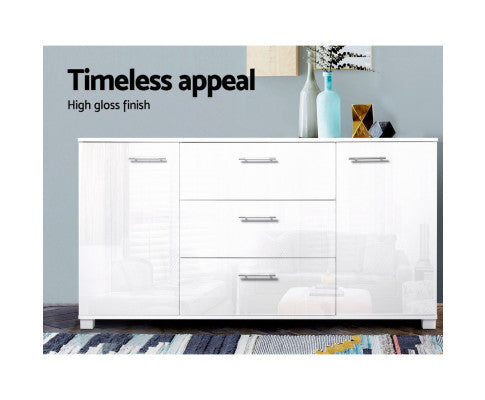 Artiss High Gloss Sideboard Storage Cabinet Cupboard - White freeshipping - Awezingly