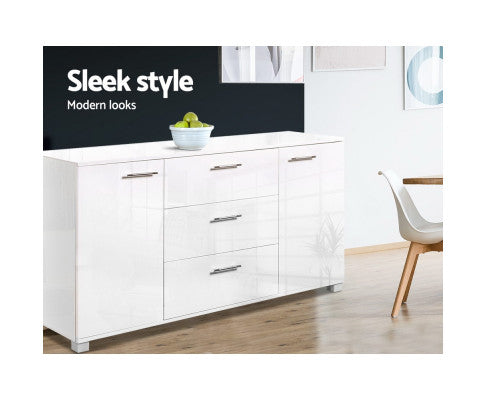 Artiss High Gloss Sideboard Storage Cabinet Cupboard - White freeshipping - Awezingly