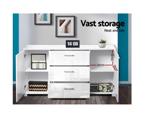 Artiss High Gloss Sideboard Storage Cabinet Cupboard - White freeshipping - Awezingly