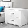 Artiss Bedside Table 2 Drawers High Gloss - White