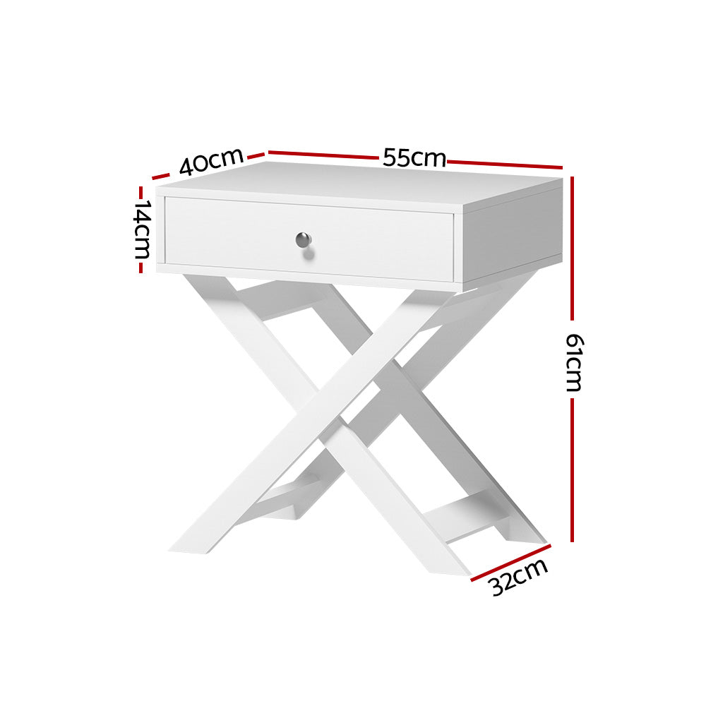 Artiss Bedside Table Side End Table Drawers Nightstand Bedroom Storage White Artiss