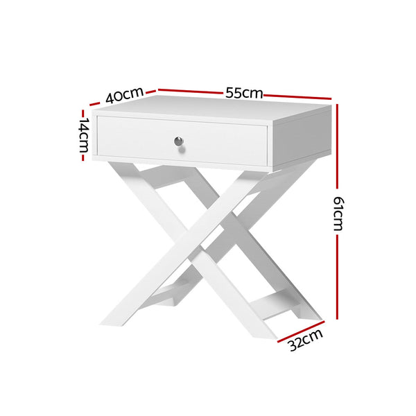 Artiss Bedside Table Side End Table Drawers Nightstand Bedroom Storage White Artiss