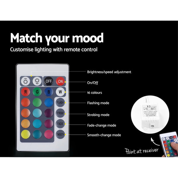 Artiss Bedside Tables 2 Drawers Side Table RGB LED High Gloss Nightstand White Artiss