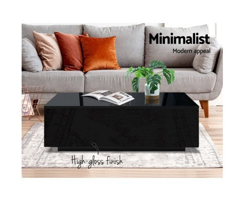 Artiss Modern Coffee Table 4 Storage Drawers High Gloss Black freeshipping - Awezingly