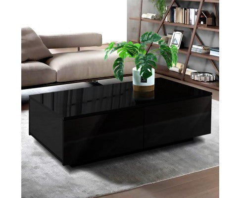 Artiss Modern Coffee Table 4 Storage Drawers High Gloss Black freeshipping - Awezingly