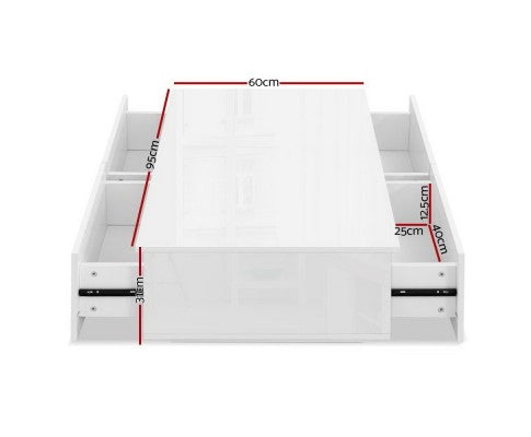 Artiss Modern Coffee Table 4 Storage Drawers High Gloss Living Room Furniture White freeshipping - Awezingly