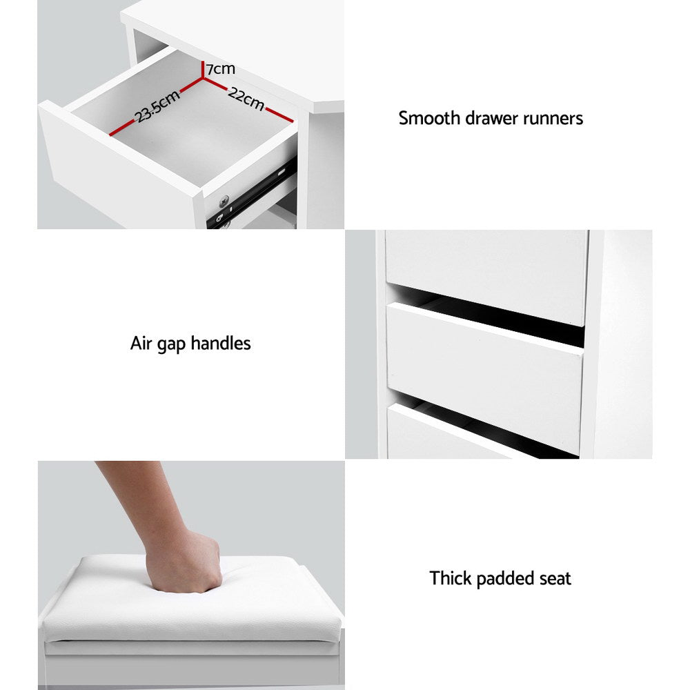 Artiss Corner Dressing Table With Mirror Stool White Mirrors Makeup Tables Chair freeshipping - Awezingly