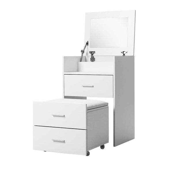 Artiss Dressing Table Bedside Tables 2-in-1 Set Hidden Makeup Mirror Storage Drawers Artiss