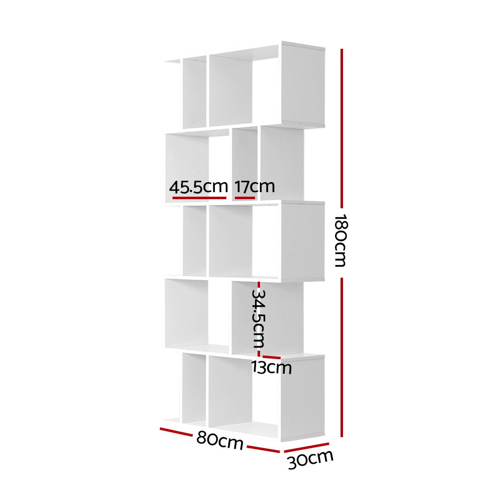 Artiss 5 Tier Bookshelf Display Shelf CD Cabinet Bookcase Stand Storage White freeshipping - Awezingly