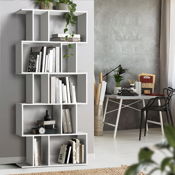 Artiss 5 Tier Bookshelf Display Shelf CD Cabinet Bookcase Stand Storage White freeshipping - Awezingly