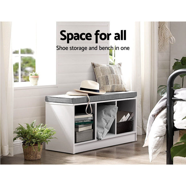 Artiss Shoe Cabinet Bench Shoes Organiser Storage Rack Shelf White Box Seat freeshipping - Awezingly