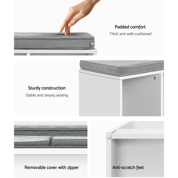 Artiss Shoe Cabinet Bench Shoes Organiser Storage Rack Shelf White Box Seat freeshipping - Awezingly