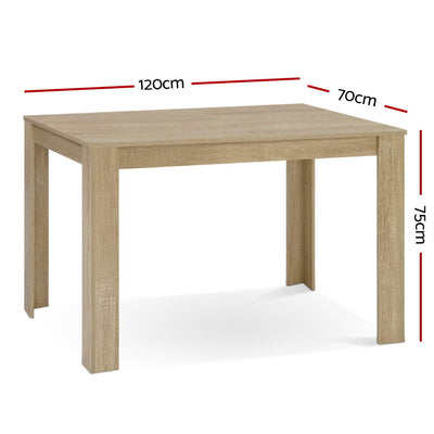 Artiss Dining Table 4 Seater Wooden Kitchen Set Oak 120cm Cafe Restaurant