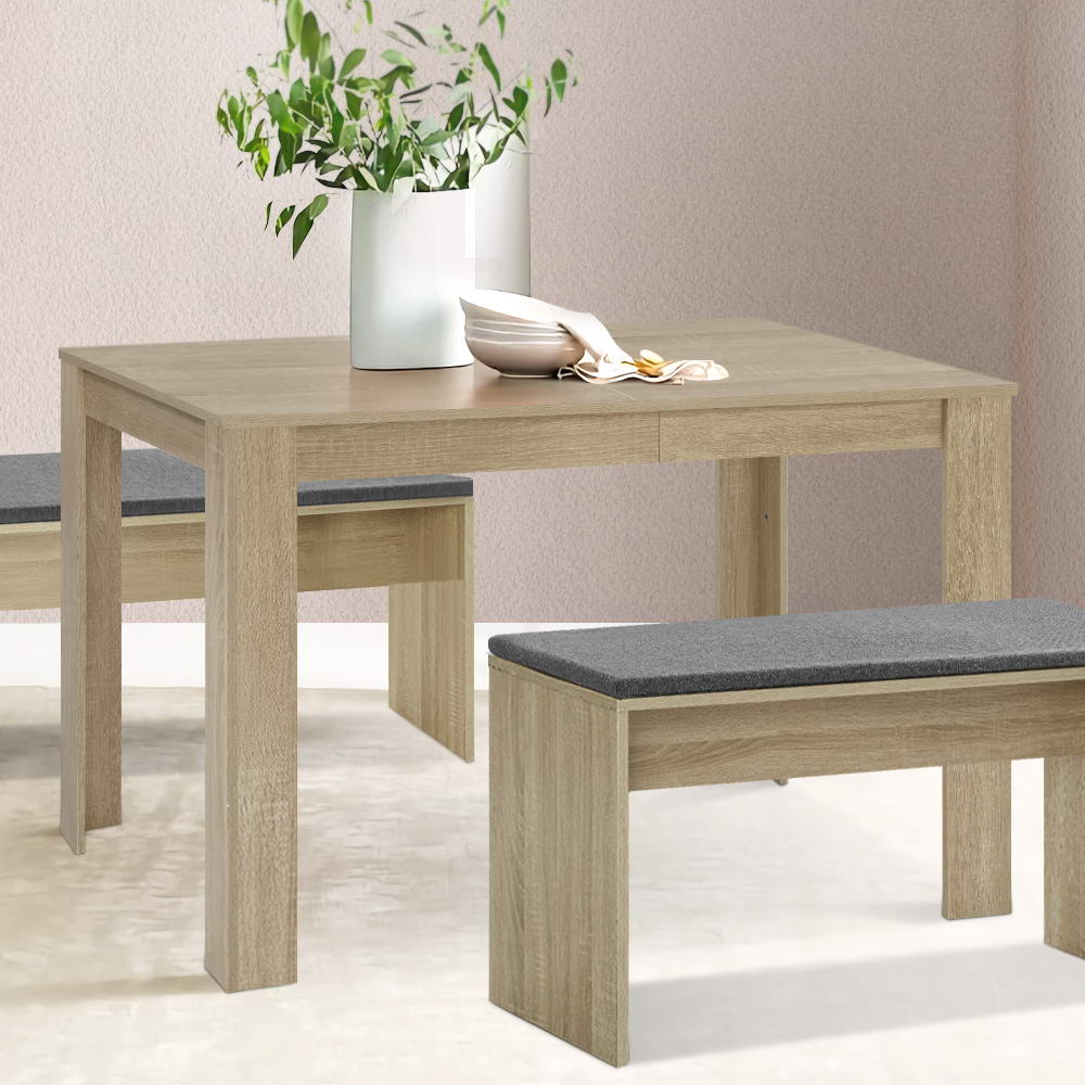 Artiss Dining Table 4 Seater Wooden Kitchen Set Oak 120cm Cafe Restaurant freeshipping - Awezingly